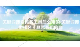 关键词搜索排名工具怎么用的-关键词搜索排名工具怎么用的啊