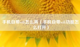 手机自带wifi怎么弄（手机自带wifi功能怎么打开）