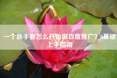 一个新手要怎么开始做百度推广？0基础上手指南