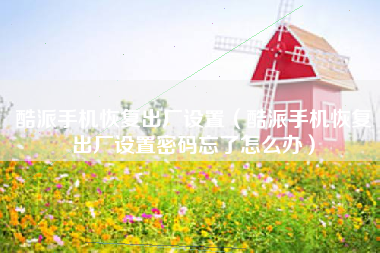 酷派手机恢复出厂设置（酷派手机恢复出厂设置密码忘了怎么办）