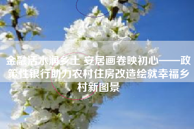 金融活水润乡土 安居画卷映初心——政策性银行助力农村住房改造绘就幸福乡村新图景